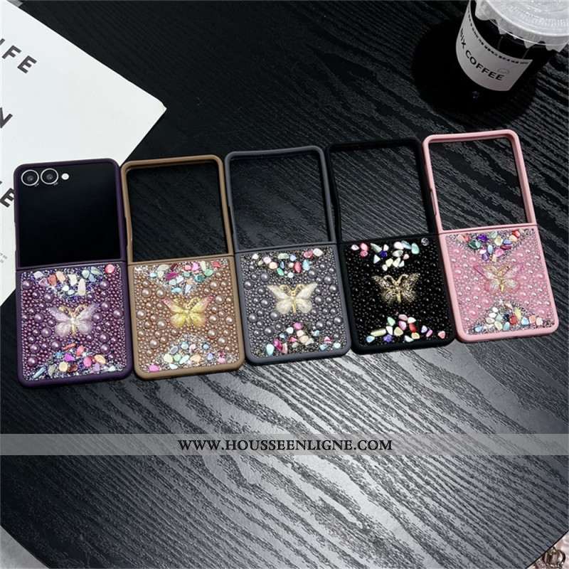 Coque Samsung Galaxy Z Flip 7 Décoration Papillon Strass