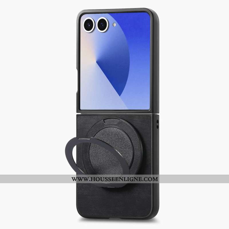 Coque Samsung Galaxy Z Flip 7 Effet Cuir avec Support Rotatif à