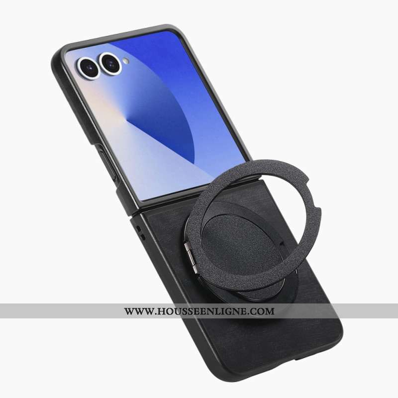 Coque Samsung Galaxy Z Flip 7 Effet Cuir avec Support Rotatif à