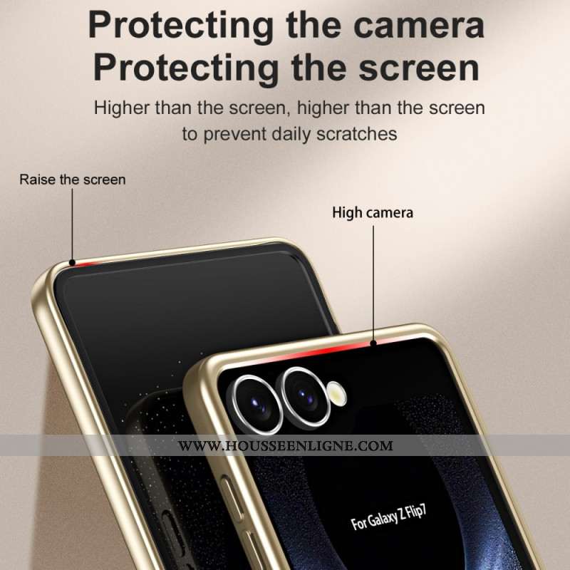 Coque Samsung Galaxy Z Flip 7 Effet Métal avec Protection Écran