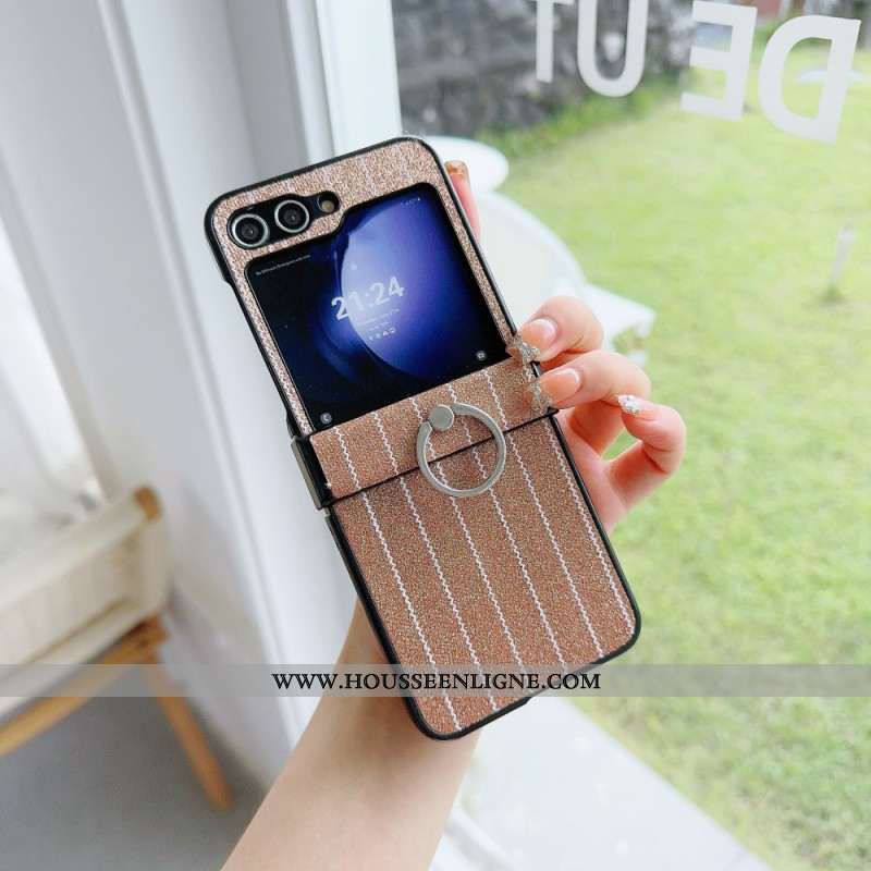 Coque Samsung Galaxy Z Flip 7 FE / Z Flip 6 Anneau Design Rayures