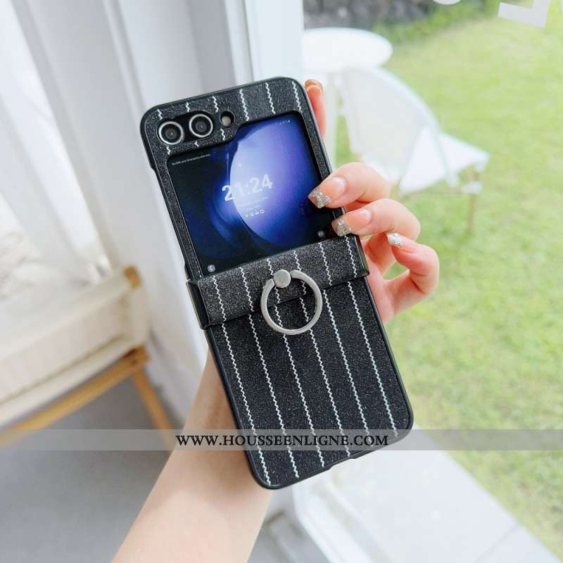 Coque Samsung Galaxy Z Flip 7 FE / Z Flip 6 Anneau Design Rayures