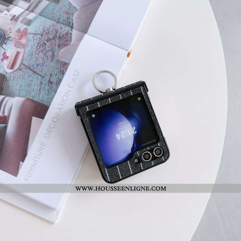 Coque Samsung Galaxy Z Flip 7 FE / Z Flip 6 Anneau Design Rayures