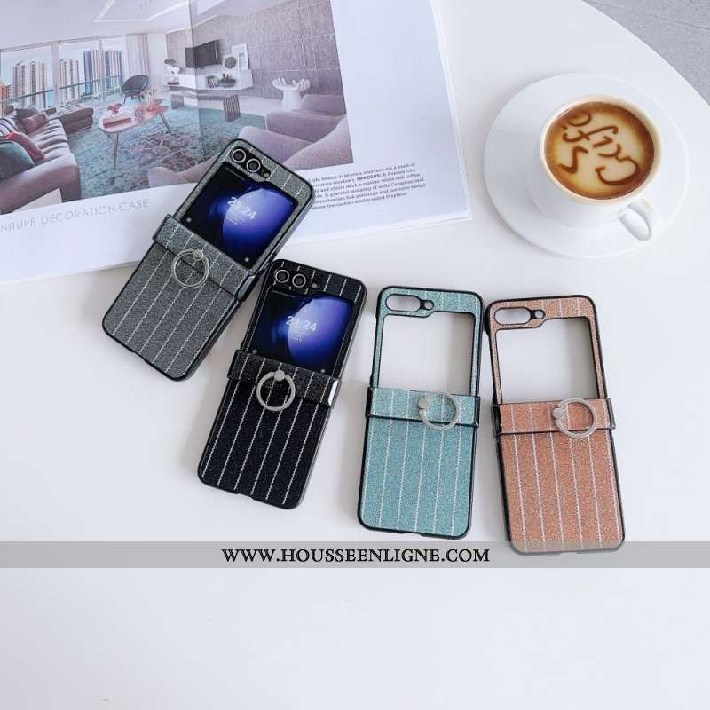 Coque Samsung Galaxy Z Flip 7 FE / Z Flip 6 Anneau Design Rayures