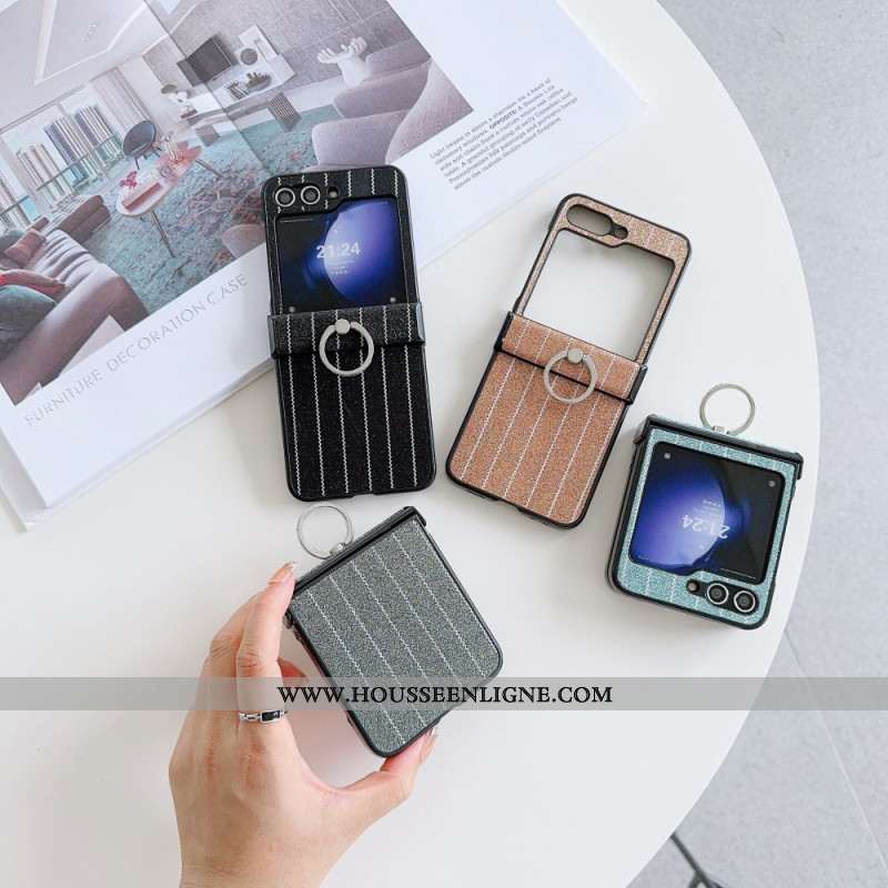 Coque Samsung Galaxy Z Flip 7 FE / Z Flip 6 Anneau Design Rayures