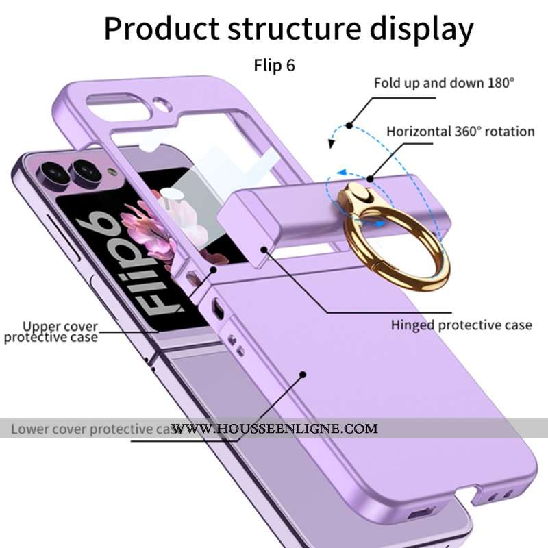Coque Samsung Galaxy Z Flip 7 FE / Z Flip 6 Anneau-Support et Film en Verre Trempé GKK