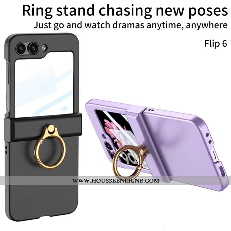 Coque Samsung Galaxy Z Flip 7 FE / Z Flip 6 Anneau-Support et Film en Verre Trempé GKK