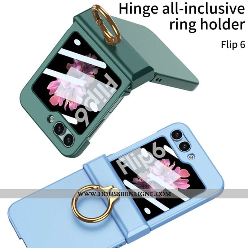 Coque Samsung Galaxy Z Flip 7 FE / Z Flip 6 Anneau-Support et Film en Verre Trempé GKK
