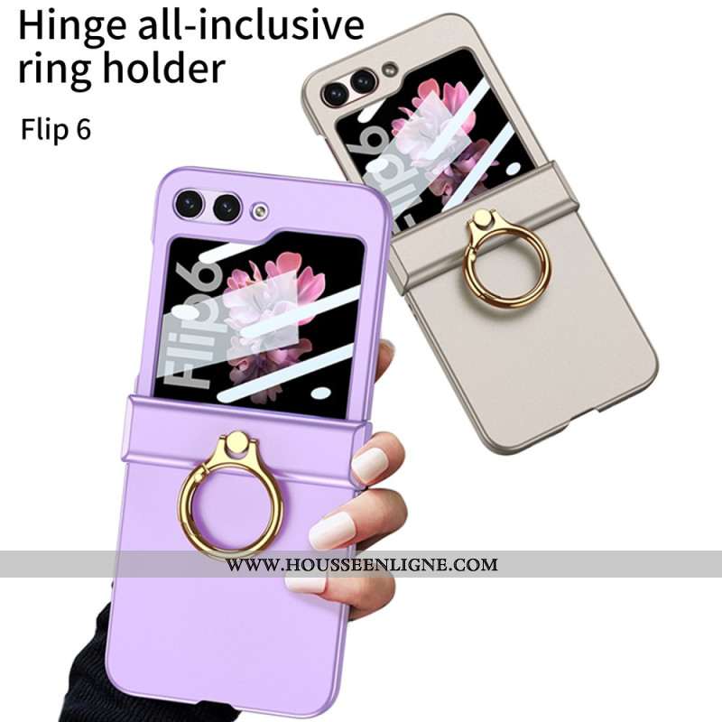 Coque Samsung Galaxy Z Flip 7 FE / Z Flip 6 Anneau-Support et Film en Verre Trempé GKK