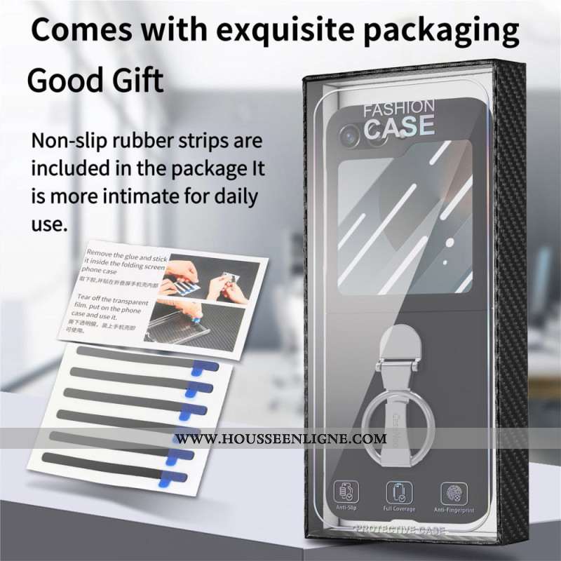Coque Samsung Galaxy Z Flip 7 FE / Z Flip 6 Anneau-Support et Protecteur Écran Arrière