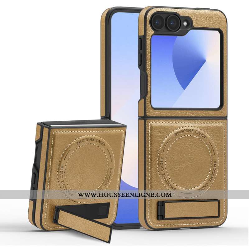Coque Samsung Galaxy Z Flip 7 FE / Z Flip 6 Compatibilité MagSafe Effet Cuir Support