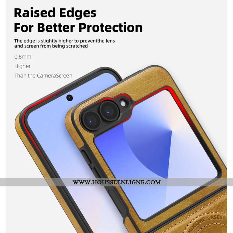 Coque Samsung Galaxy Z Flip 7 FE / Z Flip 6 Compatibilité MagSafe Effet Cuir Support