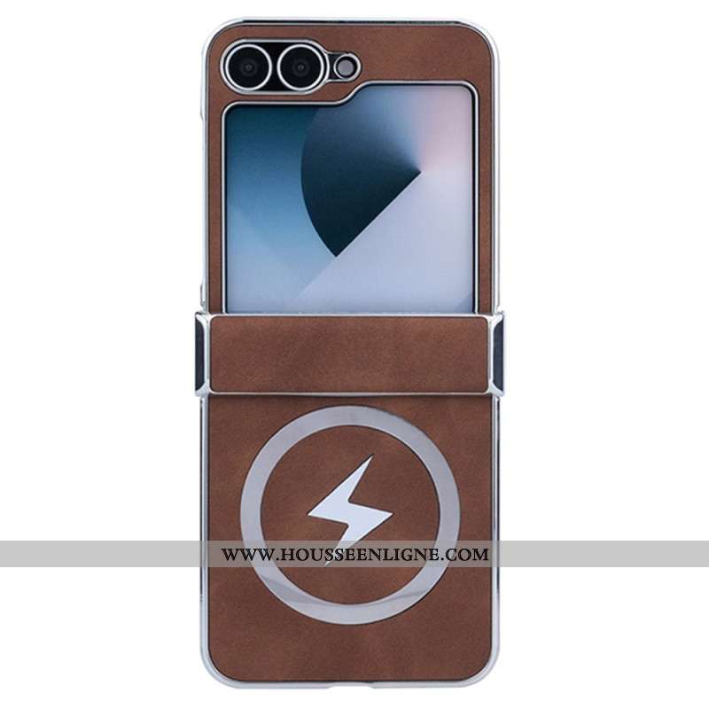 Coque Samsung Galaxy Z Flip 7 FE / Z Flip 6 Compatible MagSafe Effet Cuir