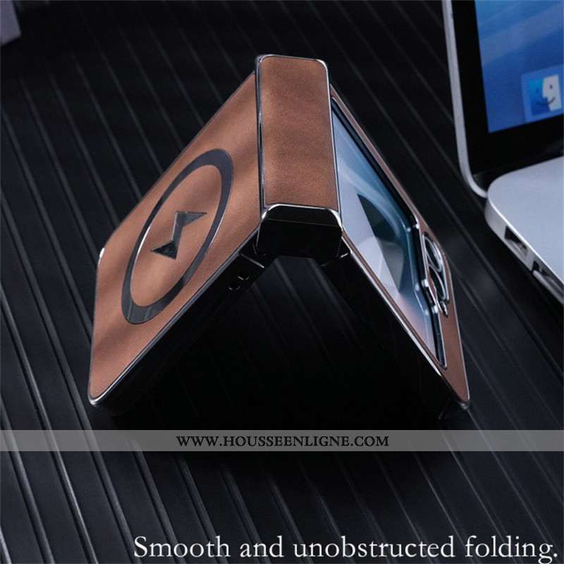 Coque Samsung Galaxy Z Flip 7 FE / Z Flip 6 Compatible MagSafe Effet Cuir