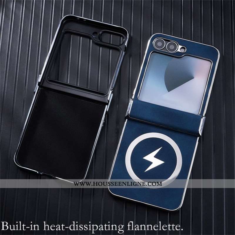 Coque Samsung Galaxy Z Flip 7 FE / Z Flip 6 Compatible MagSafe Effet Cuir