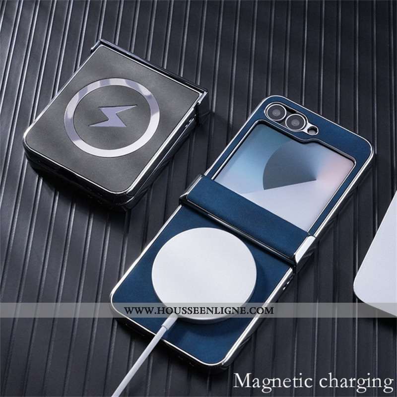 Coque Samsung Galaxy Z Flip 7 FE / Z Flip 6 Compatible MagSafe Effet Cuir