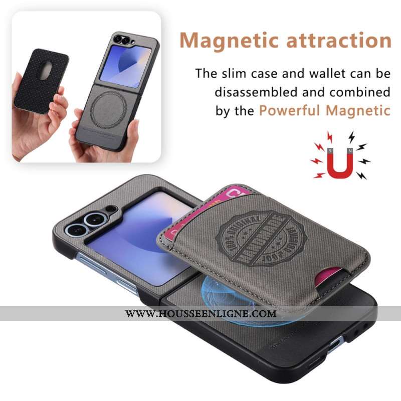 Coque Samsung Galaxy Z Flip 7 FE / Z Flip 6 Compatible MagSafe Porte-Cartes Détachable