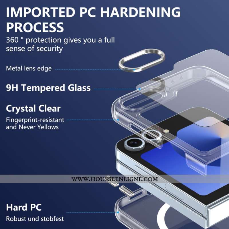 Coque Samsung Galaxy Z Flip 7 FE / Z Flip 6 Compatible MagSafe Translucide avec Protecteur Écran