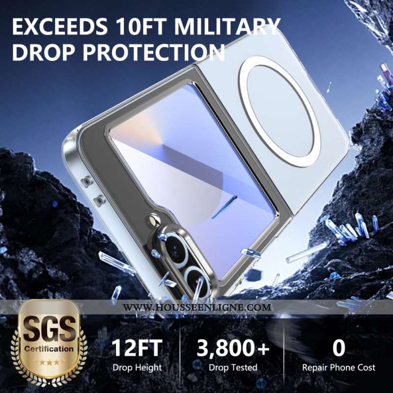 Coque Samsung Galaxy Z Flip 7 FE / Z Flip 6 Compatible MagSafe Translucide avec Protecteur Écran