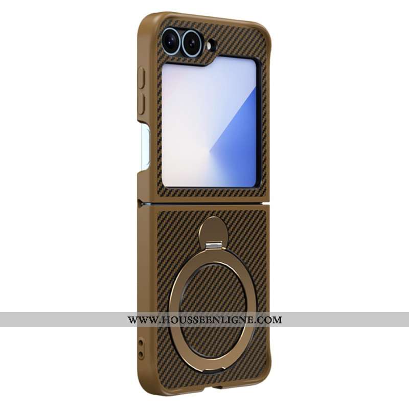Coque Samsung Galaxy Z Flip 7 FE / Z Flip 6 Conception Fibre Carbone Support Magnétique