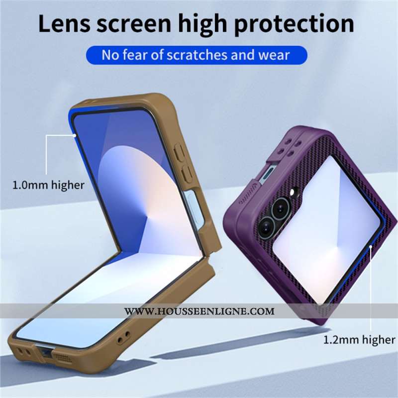 Coque Samsung Galaxy Z Flip 7 FE / Z Flip 6 Conception Fibre Carbone Support Magnétique