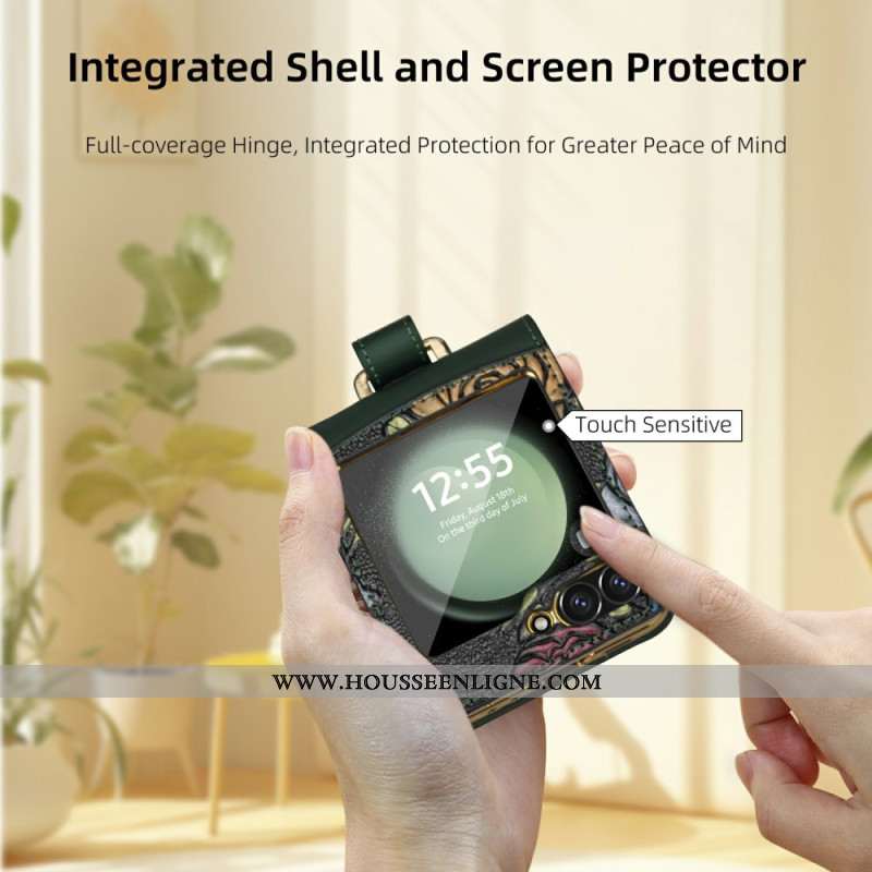 Coque Samsung Galaxy Z Flip 7 FE / Z Flip 6 Design Floral à Bandoulière