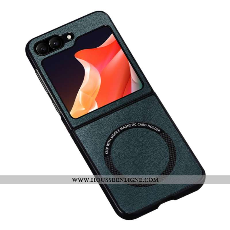 Coque Samsung Galaxy Z Flip 7 FE / Z Flip 6 Effet Cuir Compatible MagSafe