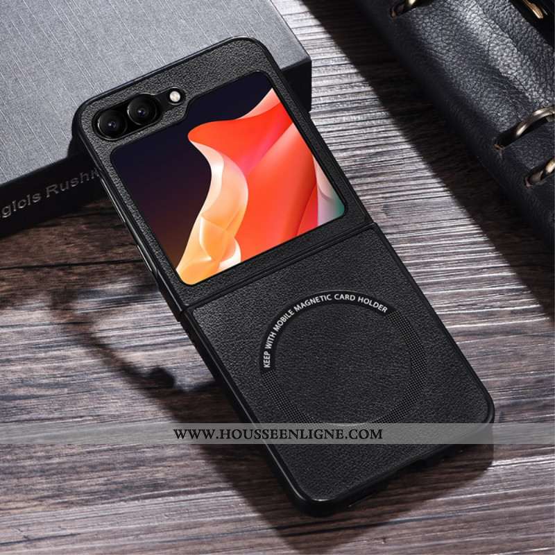 Coque Samsung Galaxy Z Flip 7 FE / Z Flip 6 Effet Cuir Compatible MagSafe