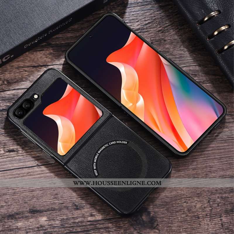 Coque Samsung Galaxy Z Flip 7 FE / Z Flip 6 Effet Cuir Compatible MagSafe