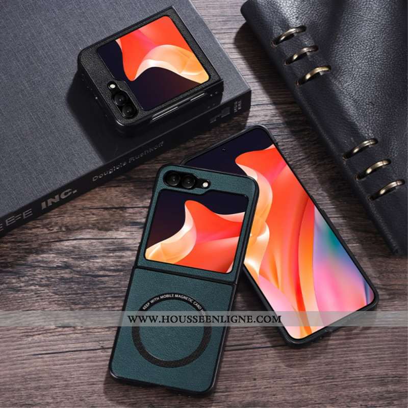 Coque Samsung Galaxy Z Flip 7 FE / Z Flip 6 Effet Cuir Compatible MagSafe