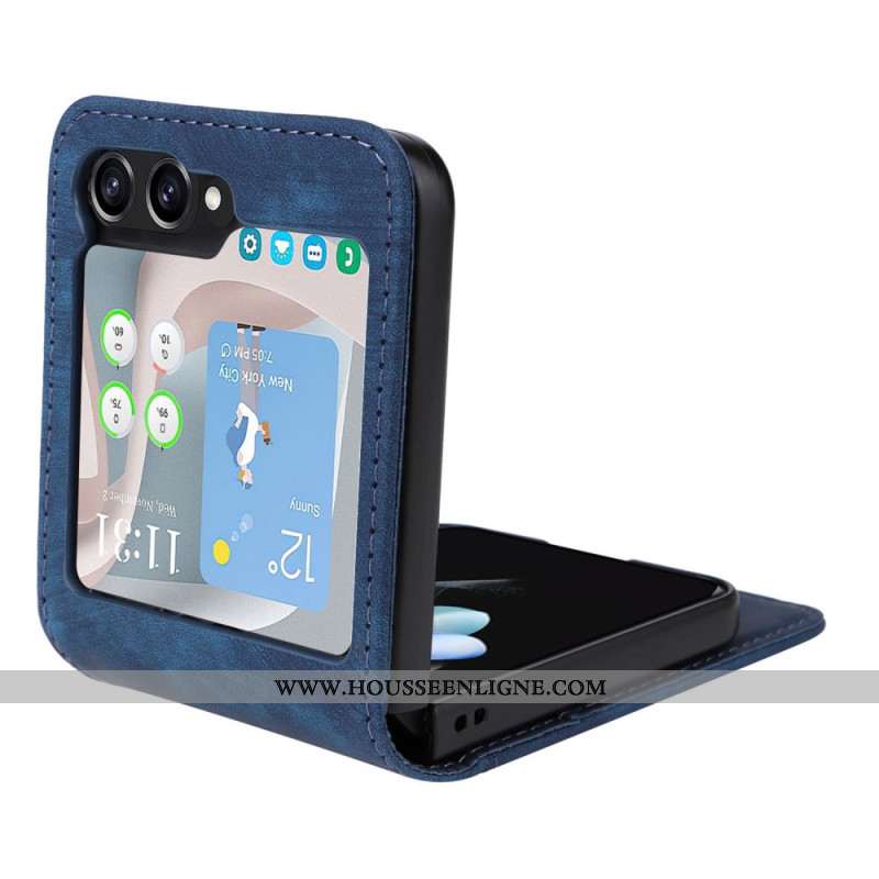 Coque Samsung Galaxy Z Flip 7 FE / Z Flip 6 Effet Cuir Porte-Cartes