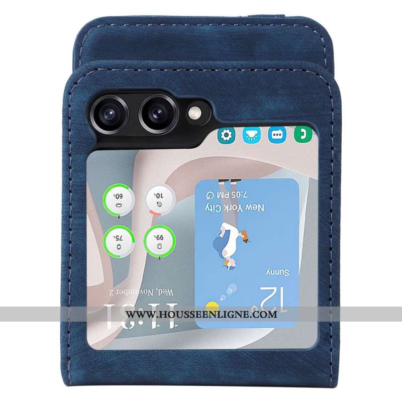 Coque Samsung Galaxy Z Flip 7 FE / Z Flip 6 Effet Cuir Porte-Cartes
