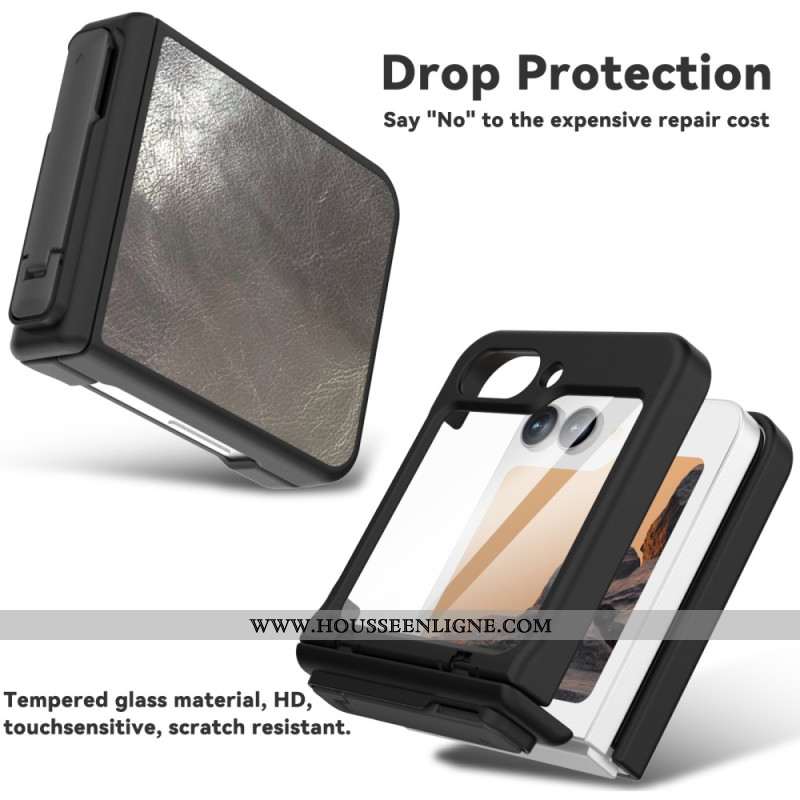 Coque Samsung Galaxy Z Flip 7 FE / Z Flip 6 Effet Cuir Vintage Support