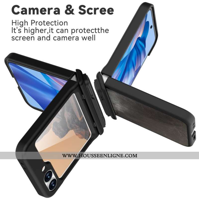 Coque Samsung Galaxy Z Flip 7 FE / Z Flip 6 Effet Cuir Vintage Support