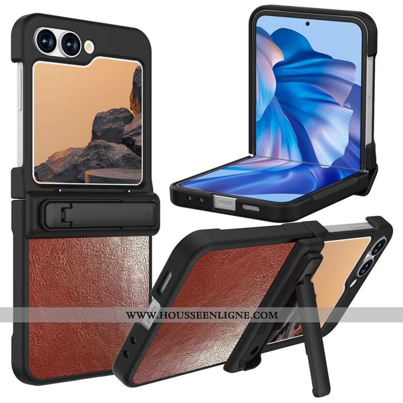 Coque Samsung Galaxy Z Flip 7 FE / Z Flip 6 Effet Cuir avec Support