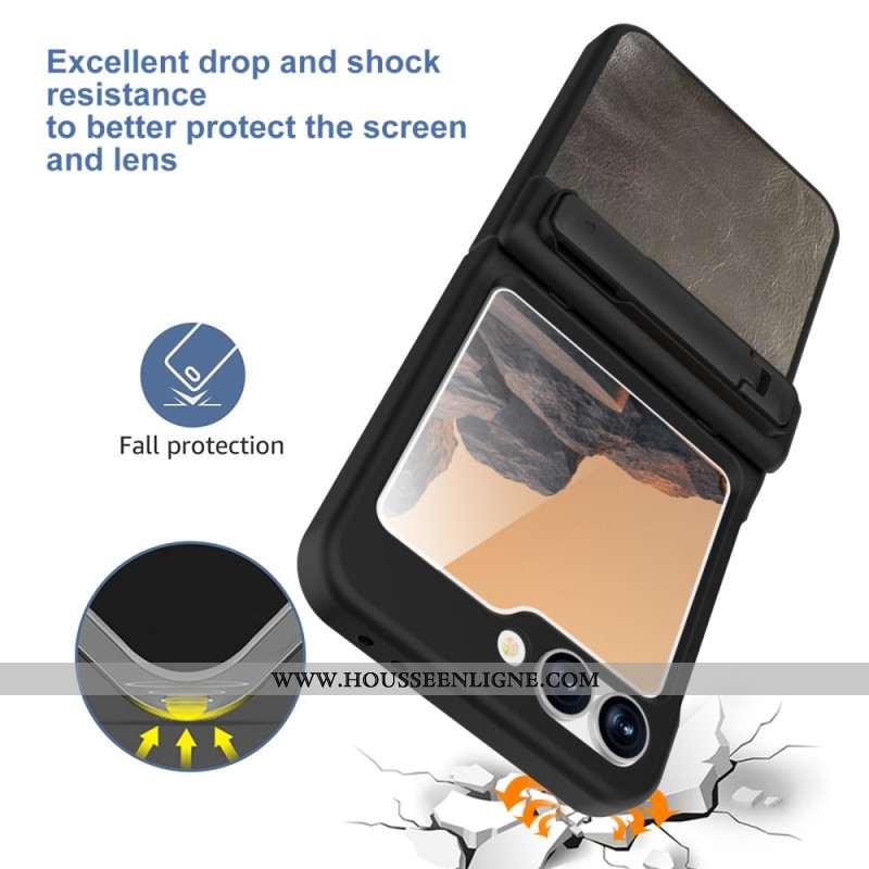 Coque Samsung Galaxy Z Flip 7 FE / Z Flip 6 Effet Cuir avec Support