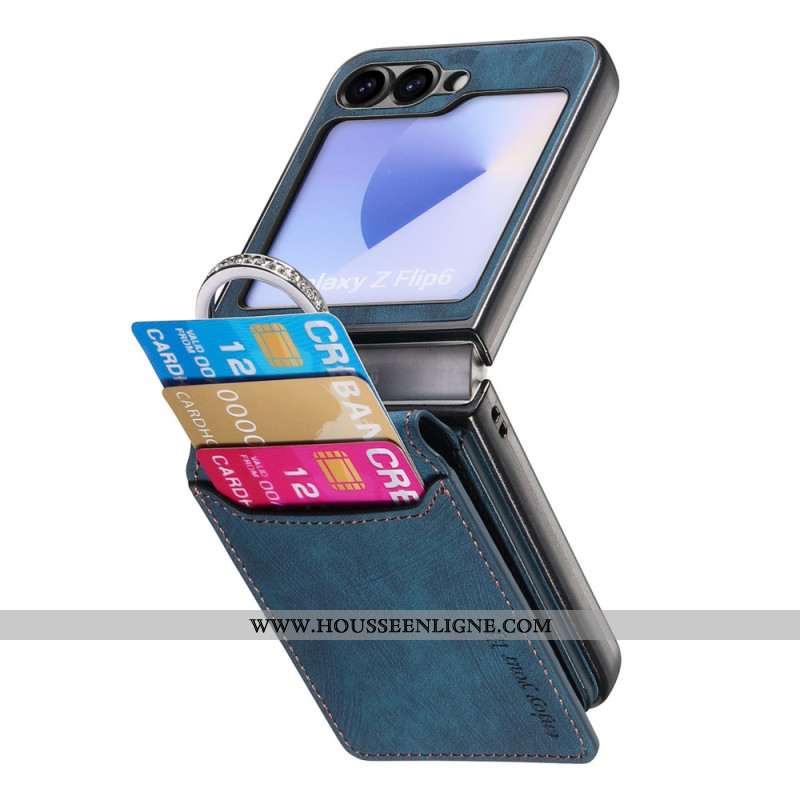 Coque Samsung Galaxy Z Flip 7 FE / Z Flip 6 Effet Daim avec Porte-Cartes