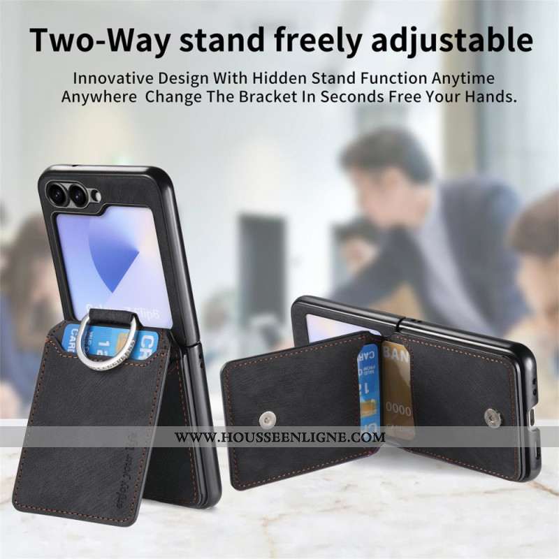 Coque Samsung Galaxy Z Flip 7 FE / Z Flip 6 Effet Daim avec Porte-Cartes