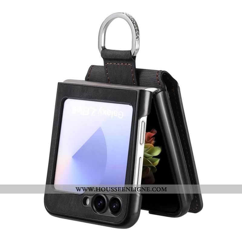 Coque Samsung Galaxy Z Flip 7 FE / Z Flip 6 Effet Daim avec Porte-Cartes