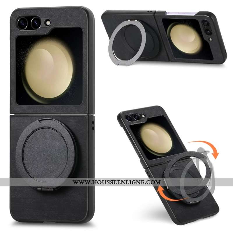 Coque Samsung Galaxy Z Flip 7 FE / Z Flip 6 Effet Daim avec Support Rotatif