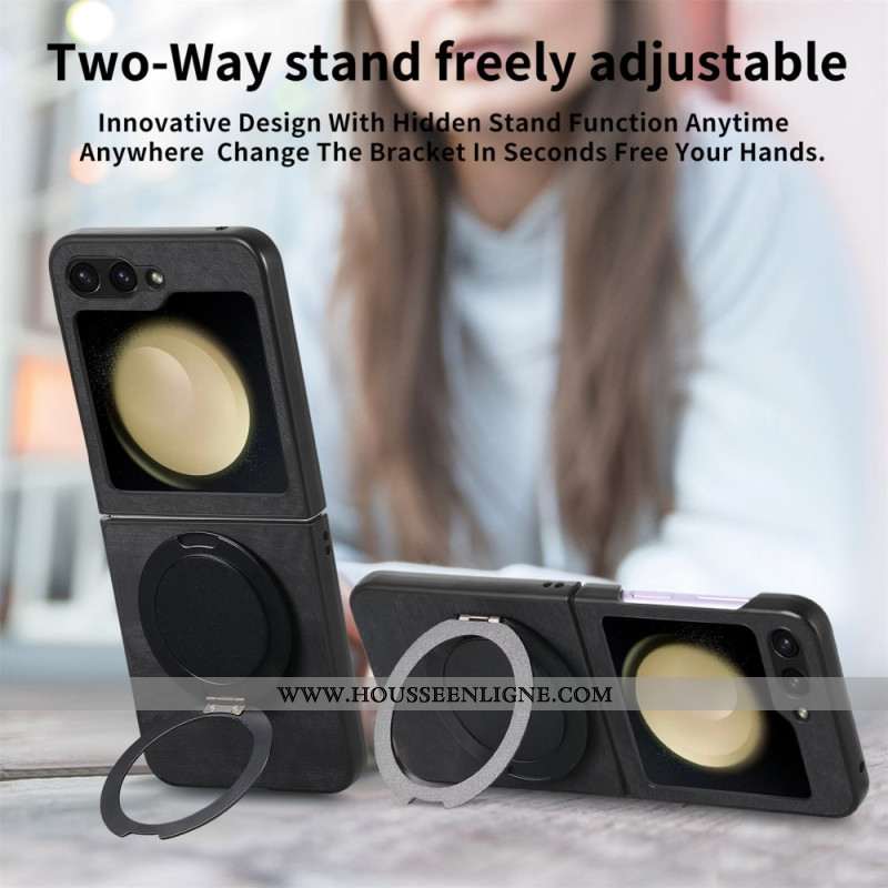 Coque Samsung Galaxy Z Flip 7 FE / Z Flip 6 Effet Daim avec Support Rotatif