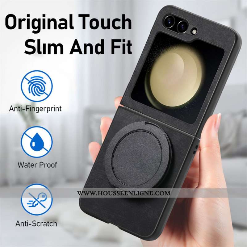 Coque Samsung Galaxy Z Flip 7 FE / Z Flip 6 Effet Daim avec Support Rotatif