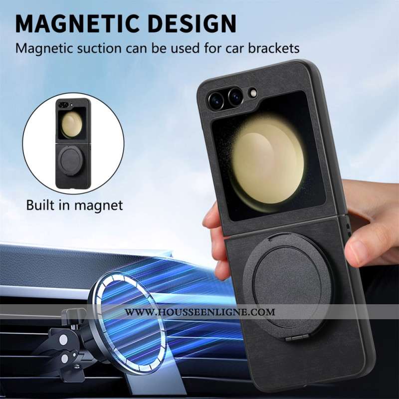 Coque Samsung Galaxy Z Flip 7 FE / Z Flip 6 Effet Daim avec Support Rotatif