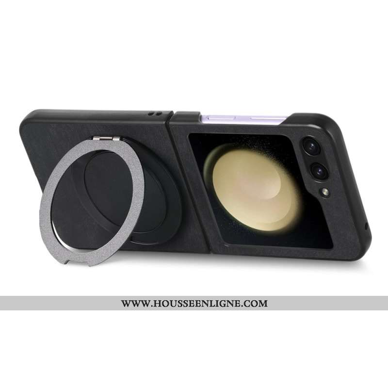 Coque Samsung Galaxy Z Flip 7 FE / Z Flip 6 Effet Daim avec Support Rotatif