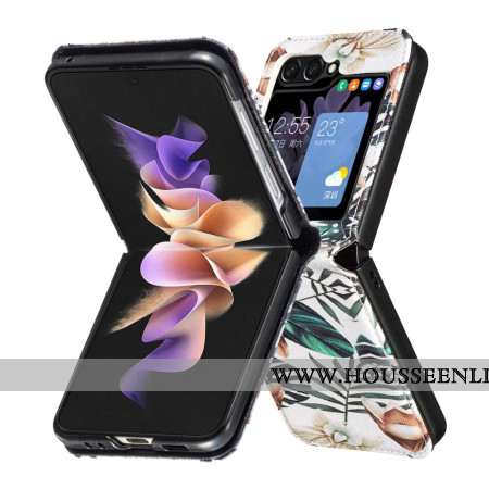Coque Samsung Galaxy Z Flip 7 FE / Z Flip 6 Feuilles et Fleurs