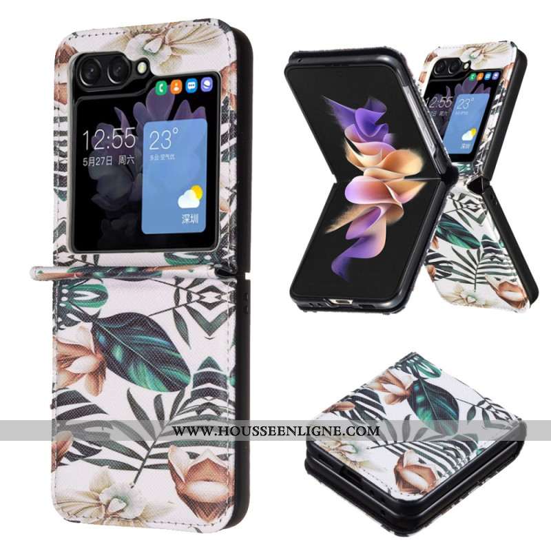 Coque Samsung Galaxy Z Flip 7 FE / Z Flip 6 Feuilles et Fleurs