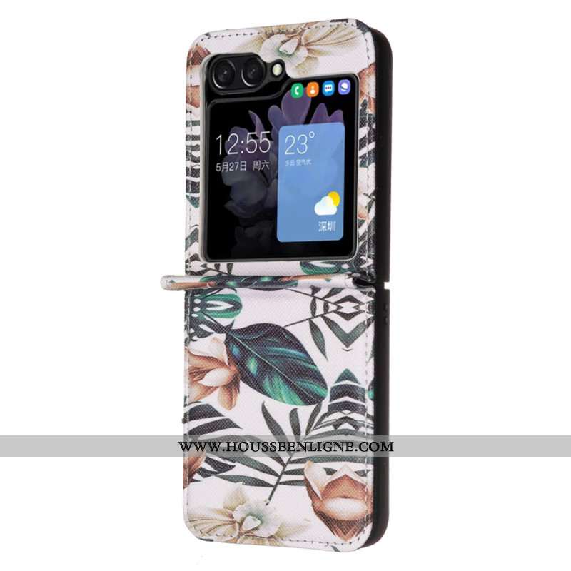 Coque Samsung Galaxy Z Flip 7 FE / Z Flip 6 Feuilles et Fleurs