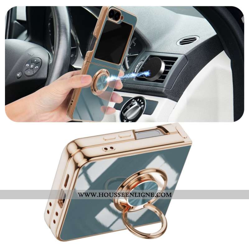 Coque Samsung Galaxy Z Flip 7 FE / Z Flip 6 Finition Brillante avec Anneau-Support