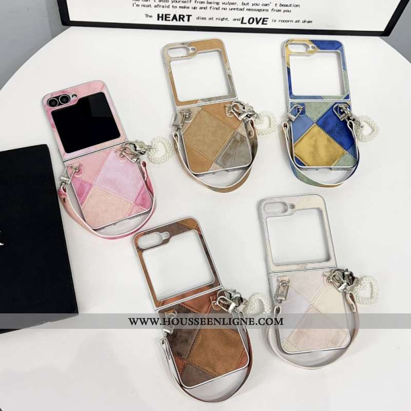 Coque Samsung Galaxy Z Flip 7 FE / Z Flip 6 Losanges avec Sangle