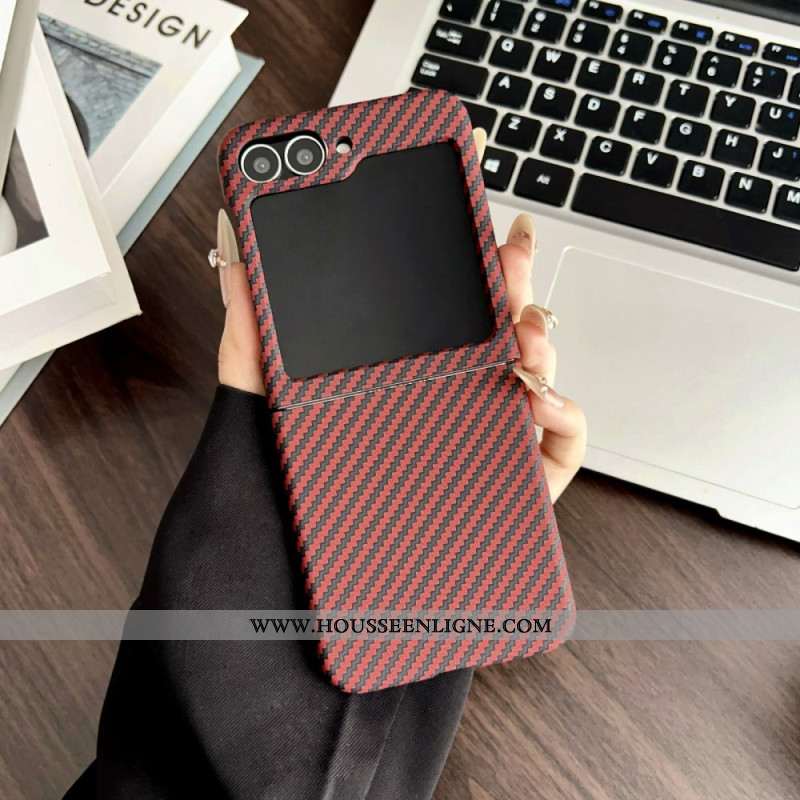 Coque Samsung Galaxy Z Flip 7 FE / Z Flip 6 Magnétique Texture Fibre Carbone